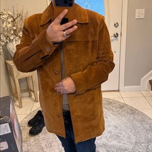 Vintage Brown Suede Leather Jacket - Longline 90s Western Fall Coat boho Y2K